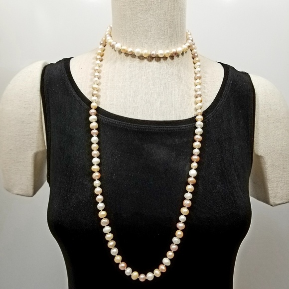 48 Inch Long 8-10mm Freshwater Pearl Rope Necklace - Picture 4 of 6